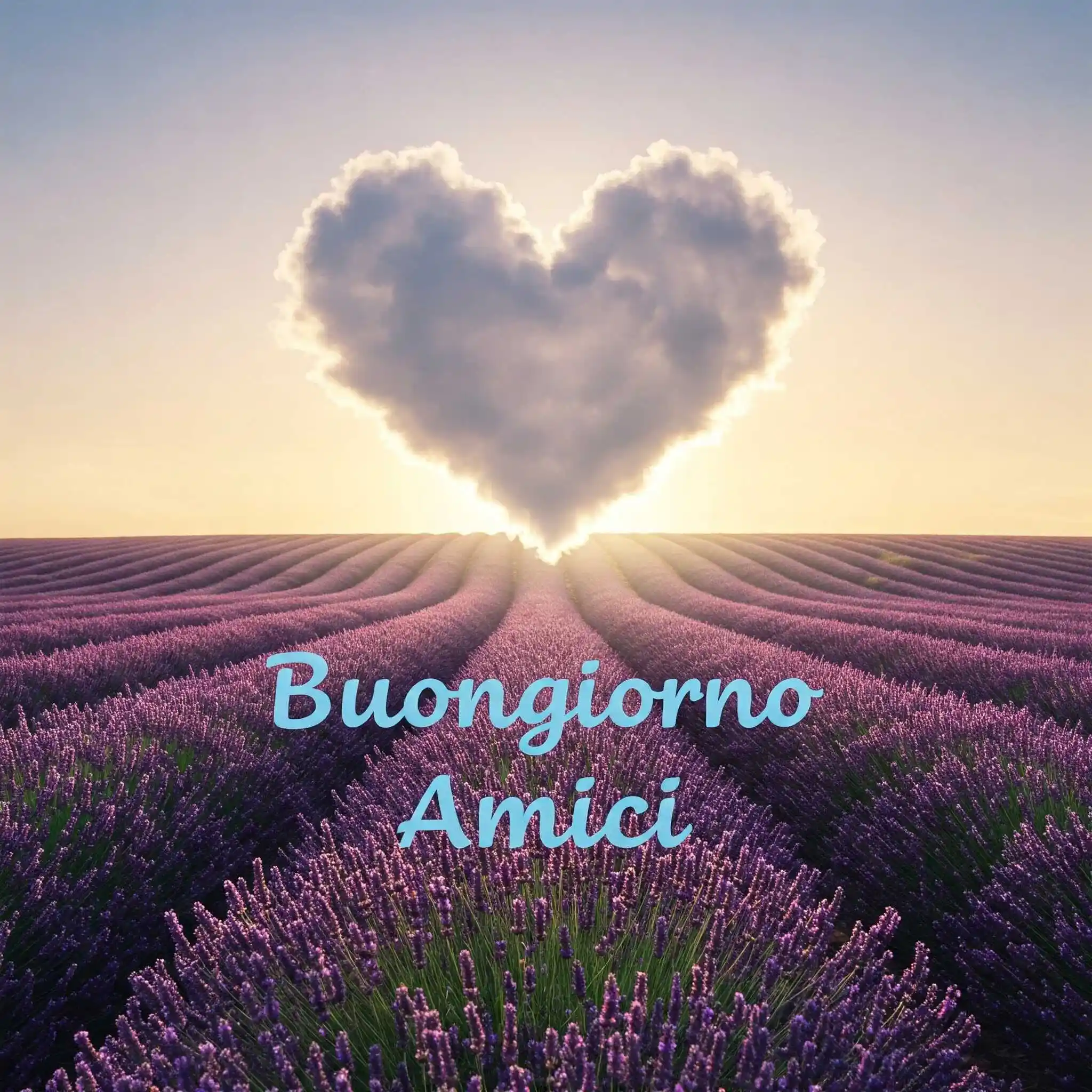 Arco di carta con rose, raggio di sole e la scritta, Buongiorno Amici.