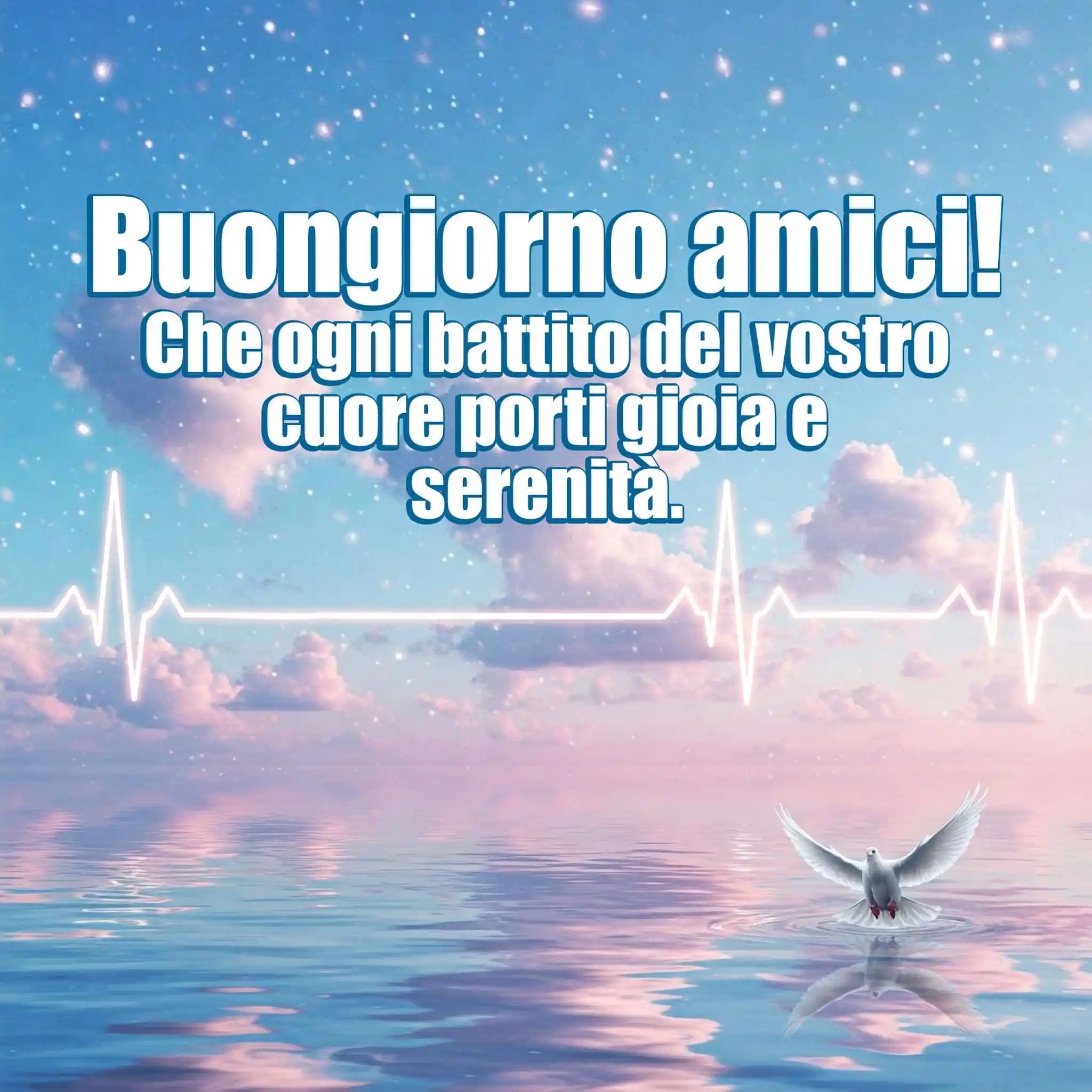 Arco di carta con rose, raggio di sole e la scritta, Buongiorno Amici.